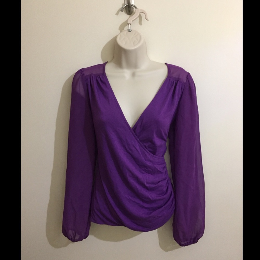 EUC Violet XOXO Faux Wrap Blouse